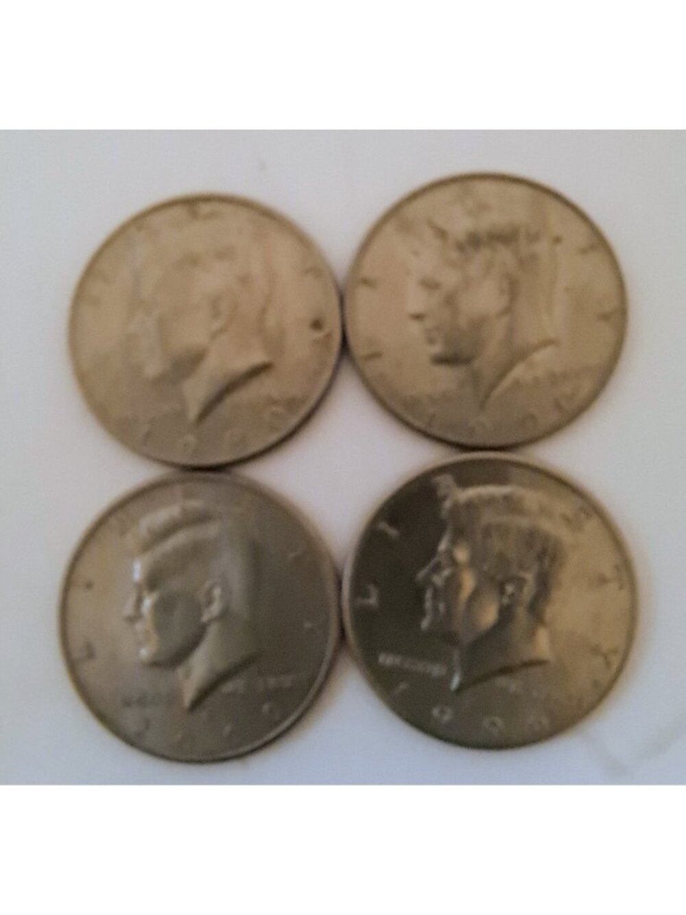 Lot of 4 Coins Kennedy Half Dollar 50 cent Coin 1980 1990 1996 2000